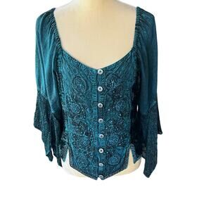 The Counter Vintage 90s Y2K 1990s Top Blouse Lace Gypsy Renaissance One Size
